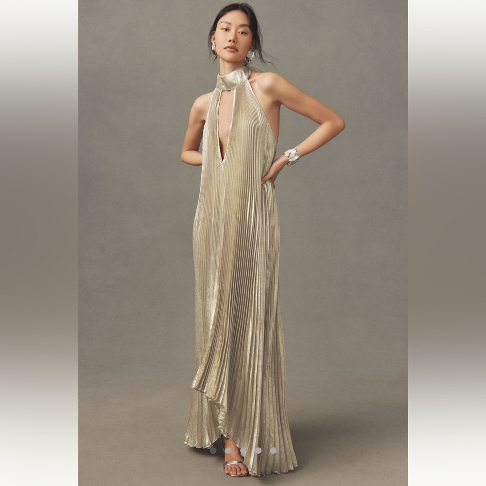 L'IDÉE Opera Halter Cutout Maxi Gown